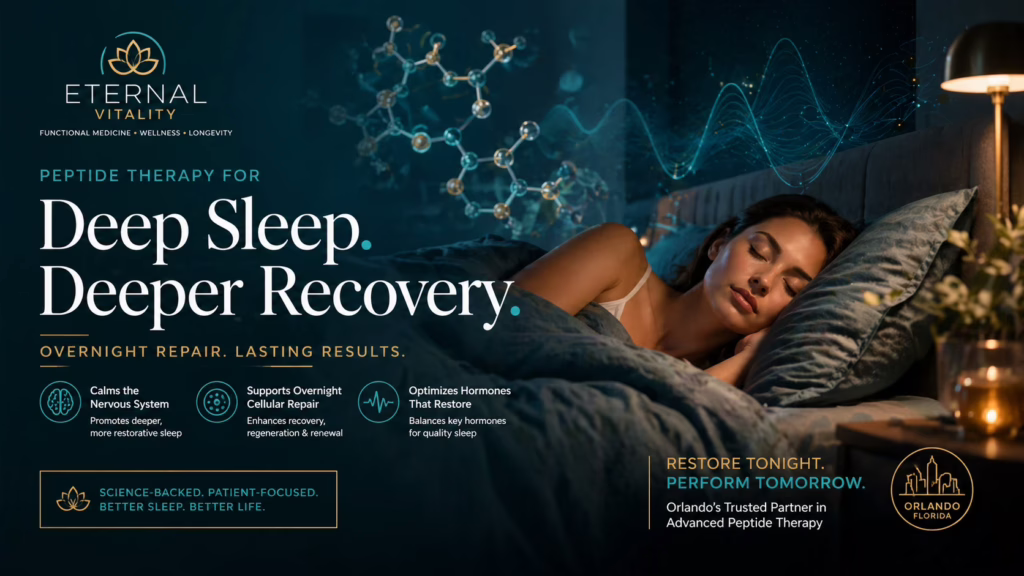 Peptides for sleep and recovery in Orlando Florida, luxury functional medicine clinic promoting restorative sleep and overnight cellular repair