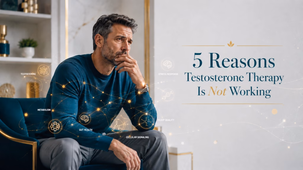 Midlife man experiencing 5 Reasons Testosterone Therapy Is Not Working with persistent fatigue despite testosterone therapy, illustrating the comprehensive hormone optimization approach offered by Eternal Vitality in Orlando, Florida.